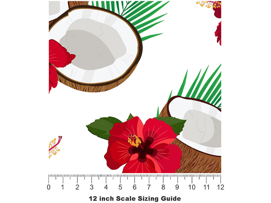 Red Hibiscus Fruit Vinyl Film Pattern Size 12 inch Scale~Rwraps Red Hibiscus Fruit Sizing Chart~2