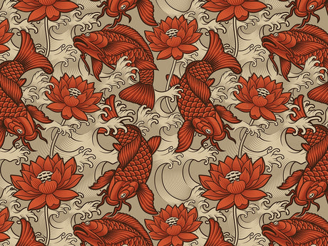 Red Koi Marine Life Vinyl Wrap Pattern~Rwraps Series 914 Digitally Printed Vinyl Wrap~0