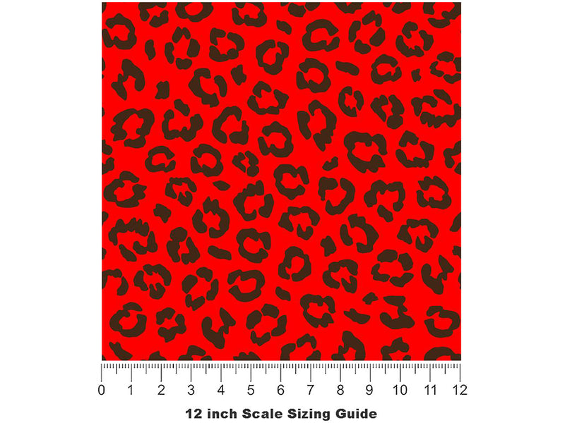 Red Leopard Vinyl Film Pattern Size 12 inch Scale~Rwraps Red Leopard Sizing Chart~3