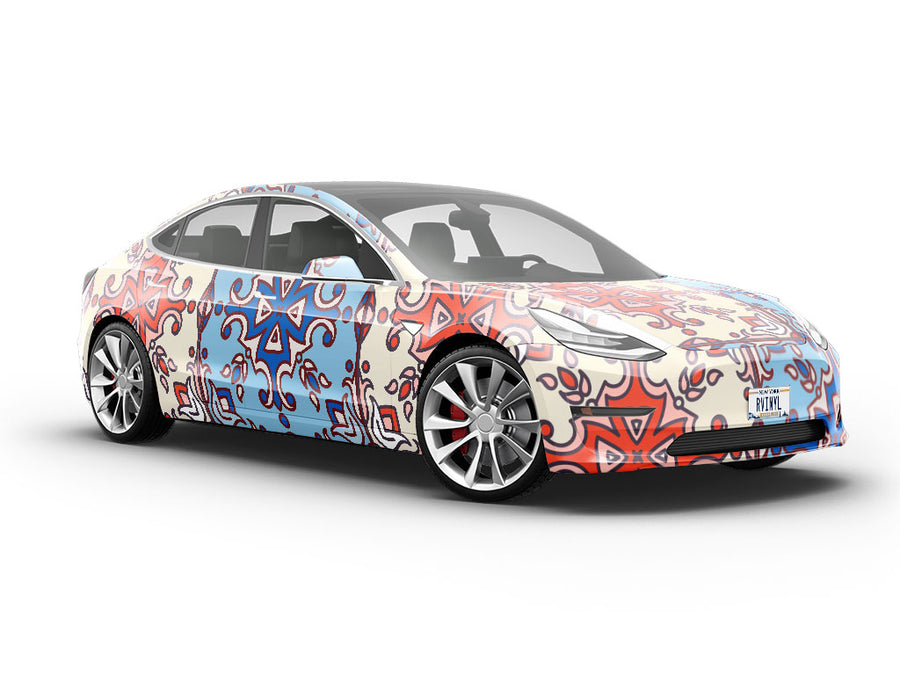 Red or Blue Tile Vehicle Vinyl Wrap