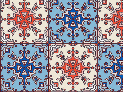 Red or Blue Tile Vinyl Wrap Pattern~Rwraps Series 914 Digitally Printed Vinyl Wrap~0