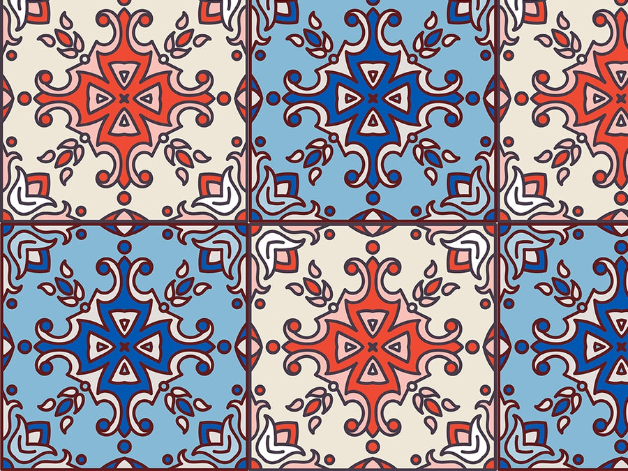Red or Blue Tile Vinyl Wrap Pattern~Rwraps Series 914 Digitally Printed Vinyl Wrap~0