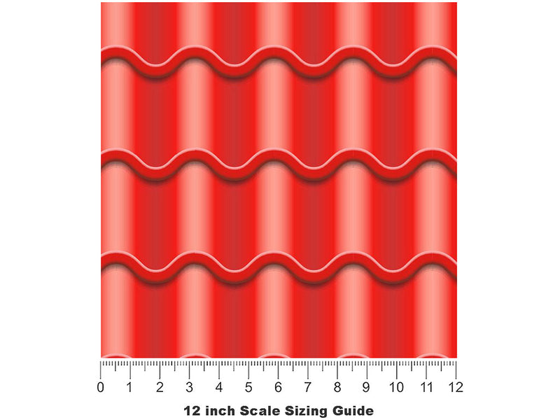 Red Tile Vinyl Film Pattern Size 12 inch Scale~Rwraps Red Tile Sizing Chart~3