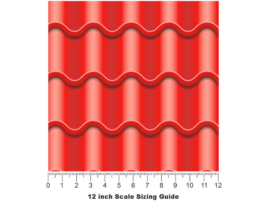 Red Tile Vinyl Film Pattern Size 12 inch Scale~Rwraps Red Tile Sizing Chart~3