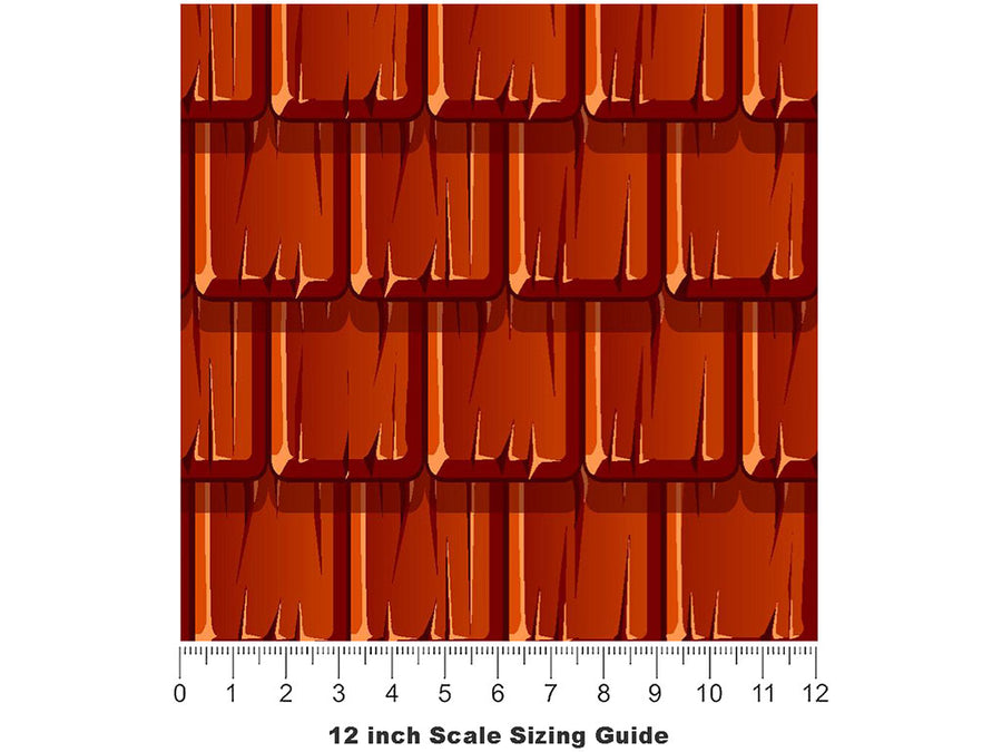 Red Shake Tile Vinyl Film Pattern Size 12 inch Scale~Rwraps Red Shake Tile Sizing Chart~3