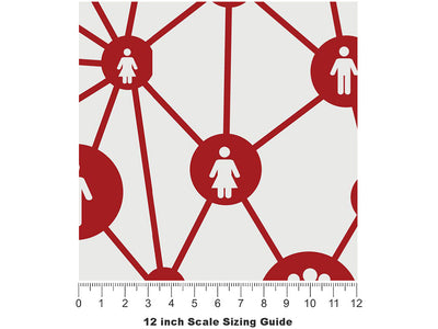 Red Social Technology Vinyl Film Pattern Size 12 inch Scale~Rwraps Red Social Technology Sizing Chart~3