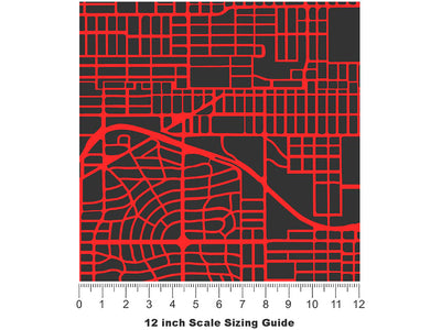 Red Streets Cityscape Vinyl Film Pattern Size 12 inch Scale~Rwraps Red Streets Cityscape Sizing Chart~3