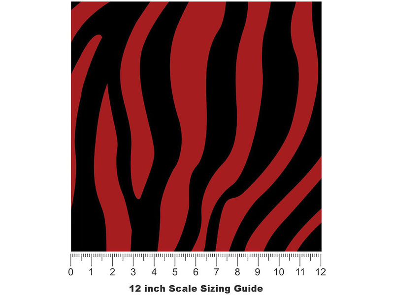 Red Zebra Vinyl Film Pattern Size 12 inch Scale~Rwraps Red Zebra Sizing Chart~3