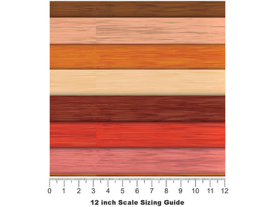 Redwood Gradient Wood Plank Vinyl Film Pattern Size 12 inch Scale~Rwraps Redwood Gradient Wood Plank Sizing Chart~3