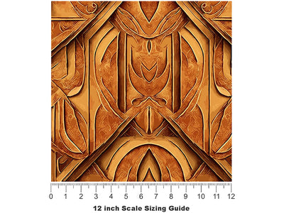 Redwood Owl Wooden Parquet Vinyl Film Pattern Size 12 inch Scale~Rwraps Redwood Owl Wooden Parquet Sizing Chart~3
