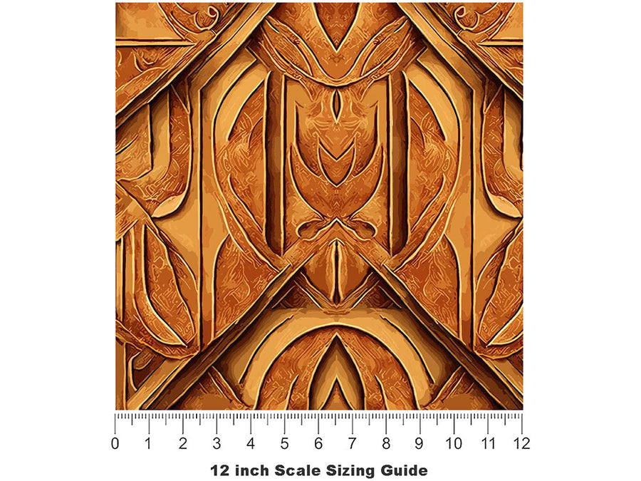 Redwood Owl Wooden Parquet Vinyl Film Pattern Size 12 inch Scale~Rwraps Redwood Owl Wooden Parquet Sizing Chart~3