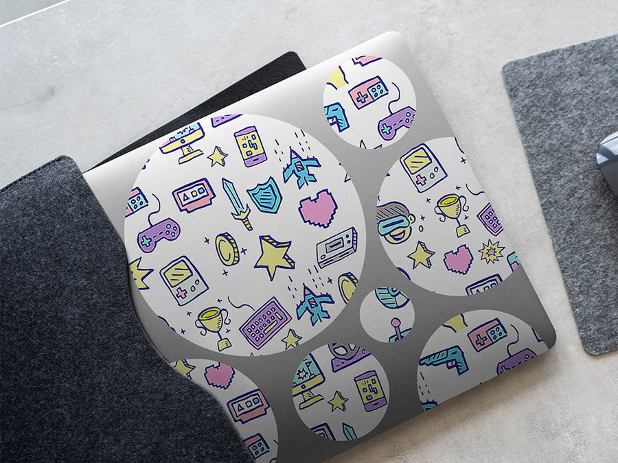 retro doodles gaming DIY Laptop Stickers