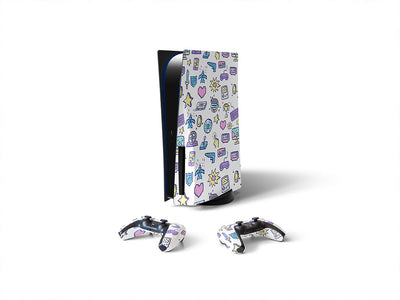 retro doodles gaming Sony PS5 DIY Skin