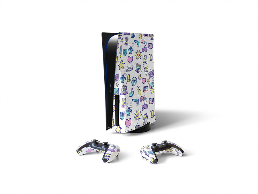 retro doodles gaming Sony PS5 DIY Skin
