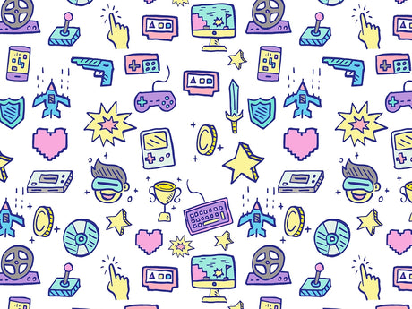Retro Doodles Gaming Vinyl Wrap Pattern~Rwraps Series 914 Digitally Printed Vinyl Wrap~0