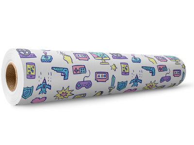 Retro Doodles Gaming Wrap Film Wholesale Roll~Rwraps Series 914 Digitally Printed Vinyl Roll~5