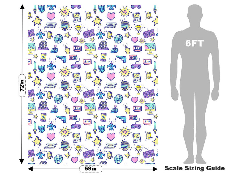 Retro Doodles Gaming Vehicle Wrap Scale~Rwraps Series 914 Retro Doodles Gaming Measurements~1