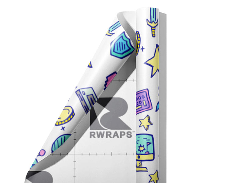 Retro Doodles Gaming Wrap Film Sheets~Rwraps Series 914 Retro Doodles Gaming Scrolled Sheet~3