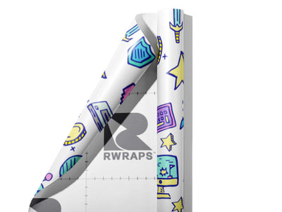 Retro Doodles Gaming Wrap Film Sheets~Rwraps Series 914 Retro Doodles Gaming Scrolled Sheet~3