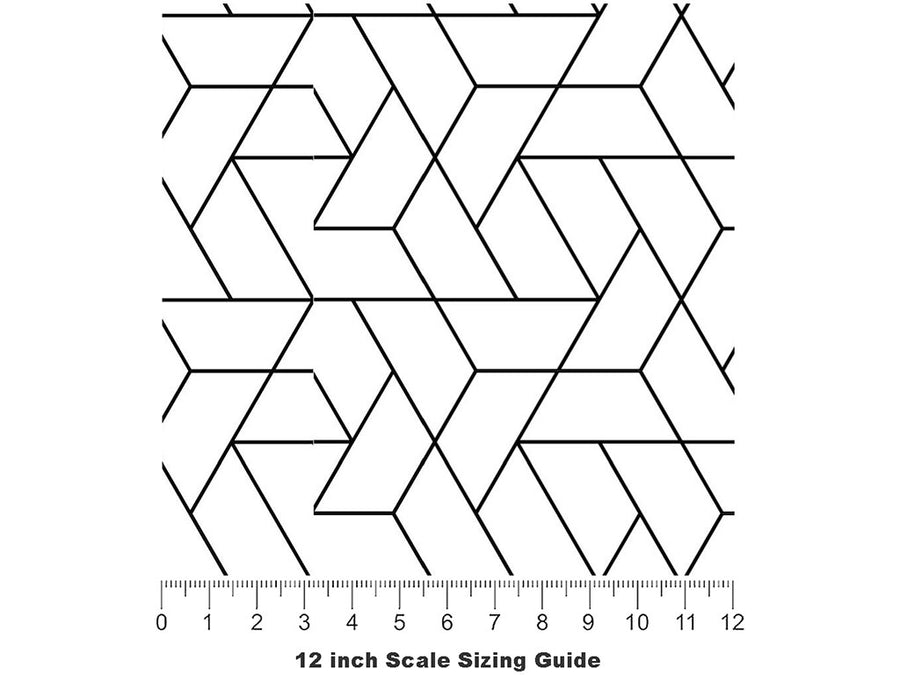 Rhomboid Triangles Tile Vinyl Film Pattern Size 12 inch Scale~Rwraps Rhomboid Triangles Tile Sizing Chart~3