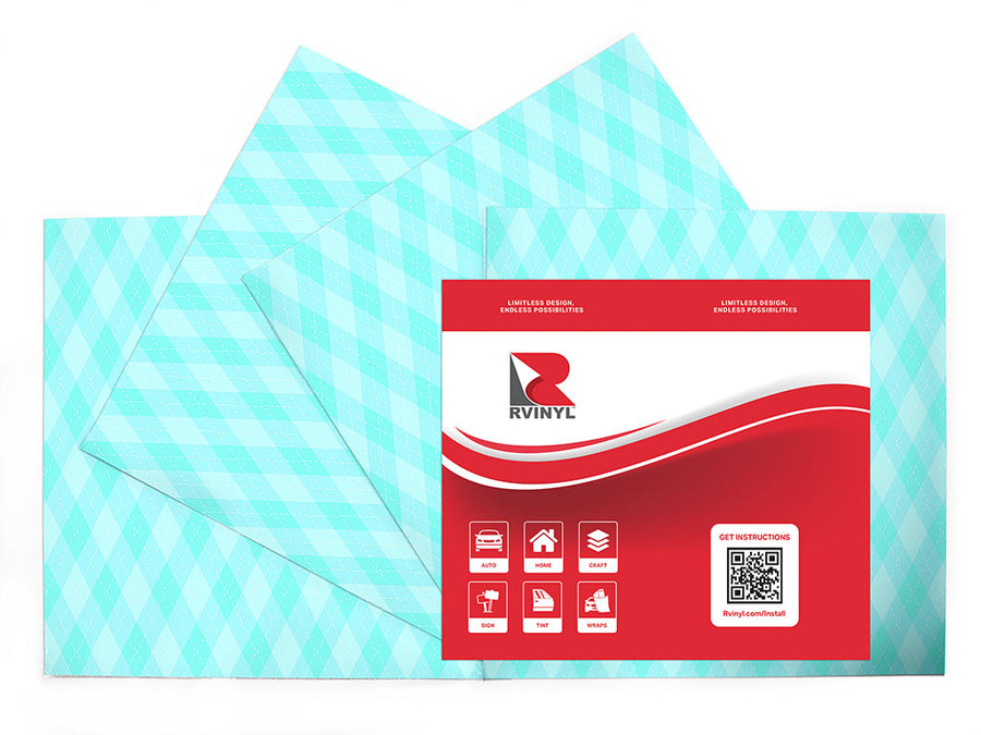rigid aqua argyle Craft Vinyl Sheet Pack