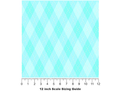 Rigid Aqua Argyle Vinyl Film Pattern Size 12 inch Scale~Rwraps Rigid Aqua Argyle Sizing Chart~2