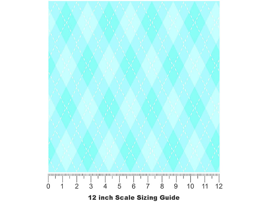 Rigid Aqua Argyle Vinyl Film Pattern Size 12 inch Scale~Rwraps Rigid Aqua Argyle Sizing Chart~2