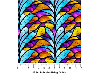 Rising Stalks Stained Glass Vinyl Film Pattern Size 12 inch Scale~Rwraps Rising Stalks Stained Glass Sizing Chart~2