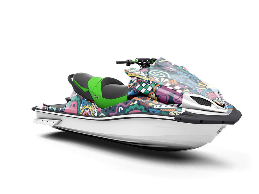 Road Trip Mosaic Jet Ski Vinyl Customized Wrap