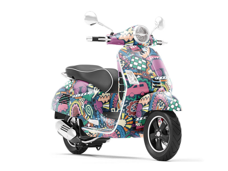 Road Trip Mosaic Vespa Scooter Wrap Film