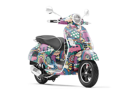 Road Trip Mosaic Vespa Scooter Wrap Film