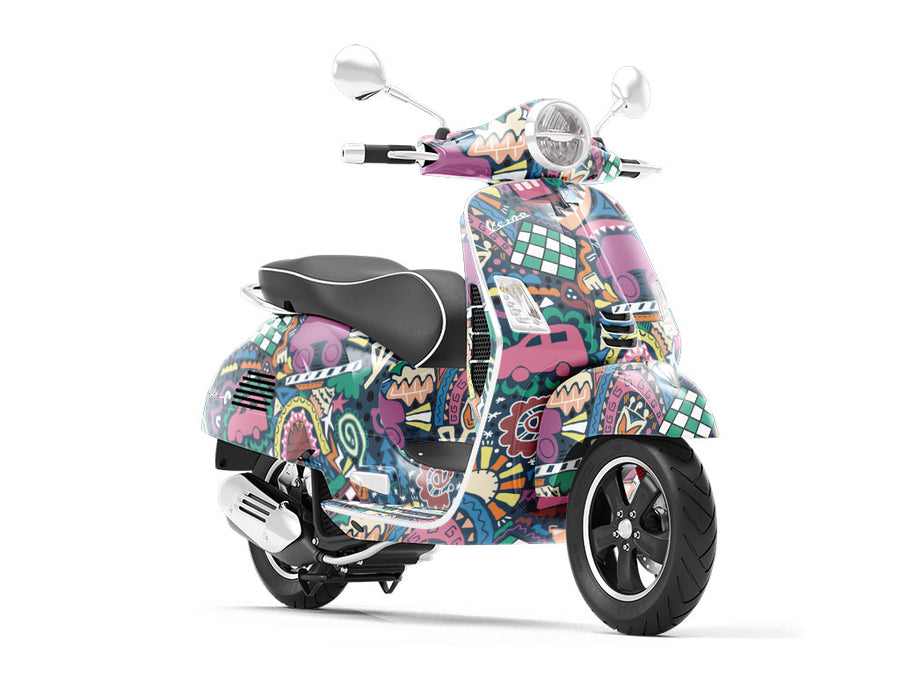 Road Trip Mosaic Vespa Scooter Wrap Film