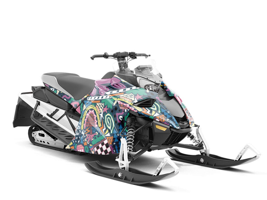 Road Trip Mosaic Custom Wrapped Snowmobile
