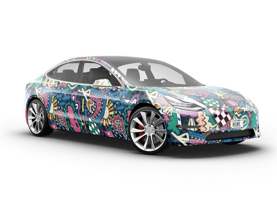 Road Trip Mosaic Vehicle Vinyl Wrap