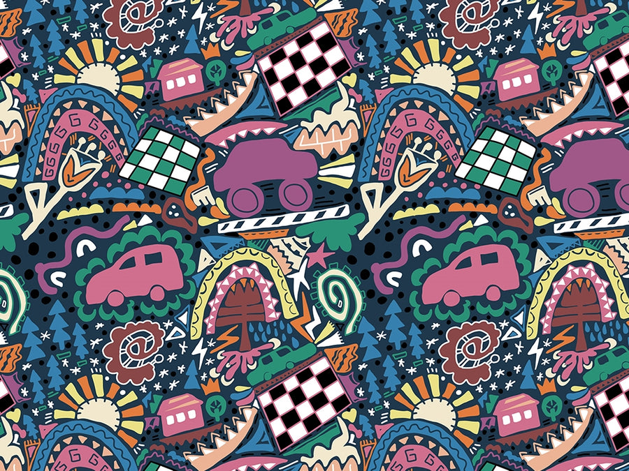 Road Trip Mosaic Vinyl Wrap Pattern~Rwraps Series 914 Digitally Printed Vinyl Wrap~0