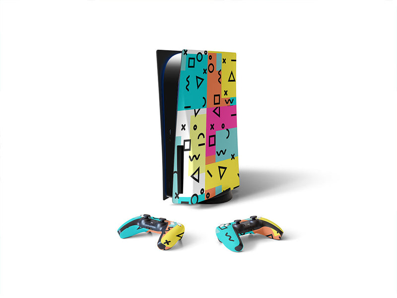 rockin memphis abstract geometric Sony PS5 DIY Skin