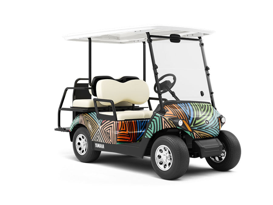 Rockstar Vibes Abstract Wrapped Golf Cart