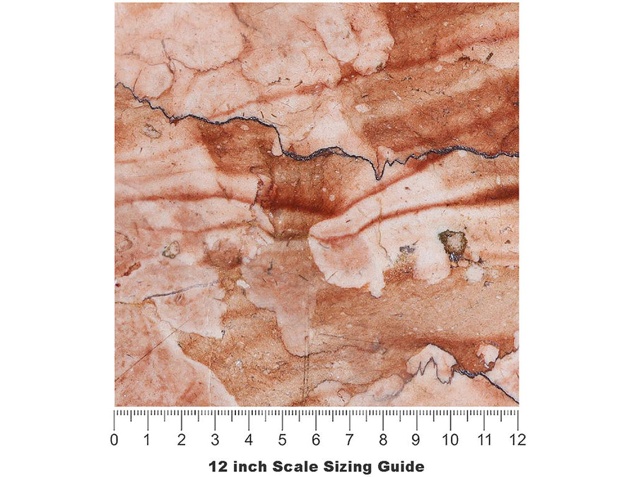 Rojo Coralito-Red Marble Vinyl Film Pattern Size 12 inch Scale~Rwraps Rojo Coralito-Red Marble Sizing Chart~2