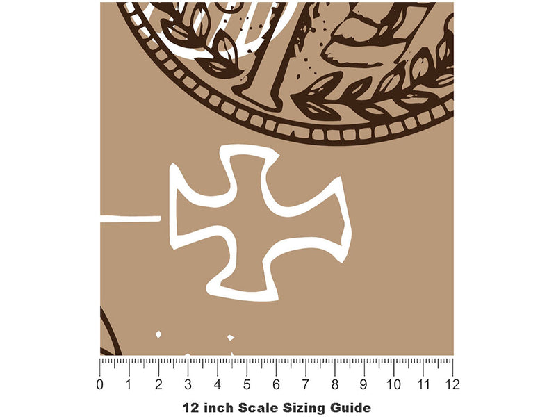 Roman Medallions Mystic Vinyl Film Pattern Size 12 inch Scale~Rwraps Roman Medallions Mystic Sizing Chart~2
