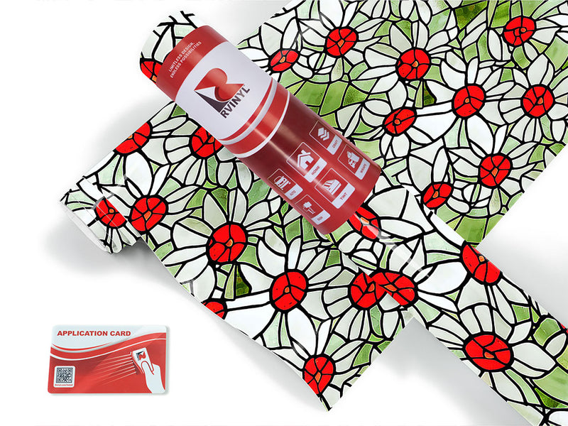 rose buds stained glass Craft Vinyl Roll