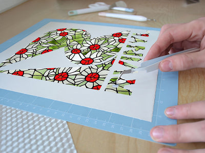 rose buds stained glass Easy Weed Craft Vinyl