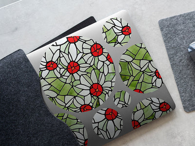 rose buds stained glass DIY Laptop Stickers