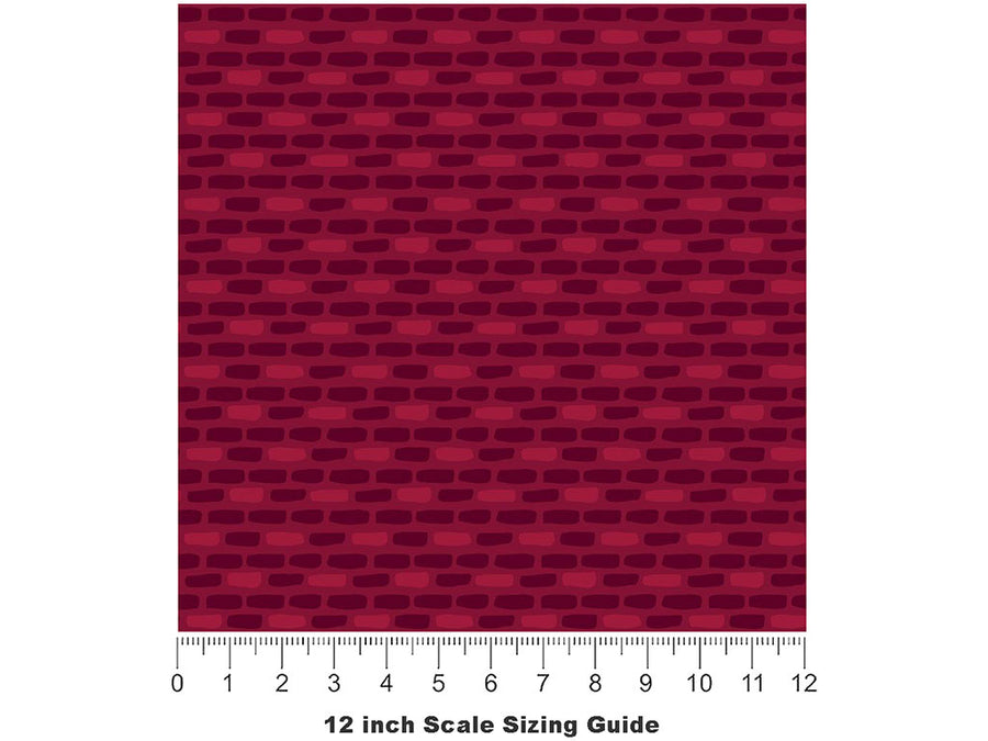 Rosewood Pink Brick Vinyl Film Pattern Size 12 inch Scale~Rwraps Rosewood Pink Brick Sizing Chart~3