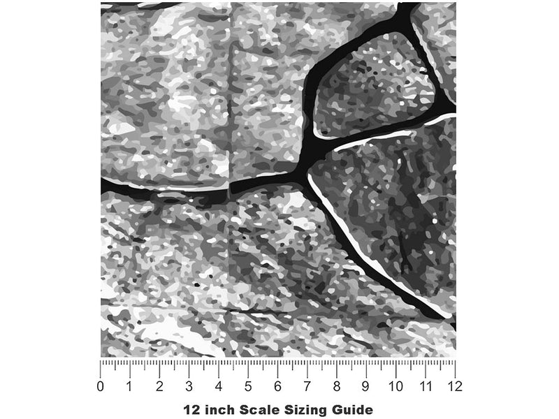 Rough Monochrome Tile Vinyl Film Pattern Size 12 inch Scale~Rwraps Rough Monochrome Tile Sizing Chart~3