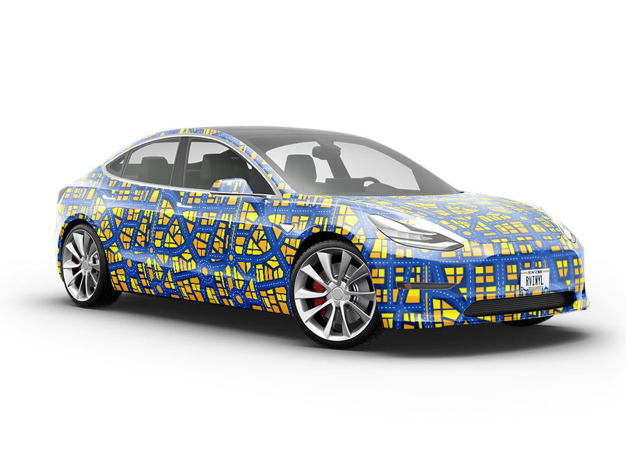 Roundabout Nightmare Cityscape Vehicle Vinyl Wrap
