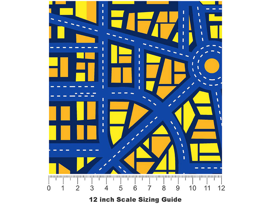 Roundabout Nightmare Cityscape Vinyl Film Pattern Size 12 inch Scale~Rwraps Roundabout Nightmare Cityscape Sizing Chart~3