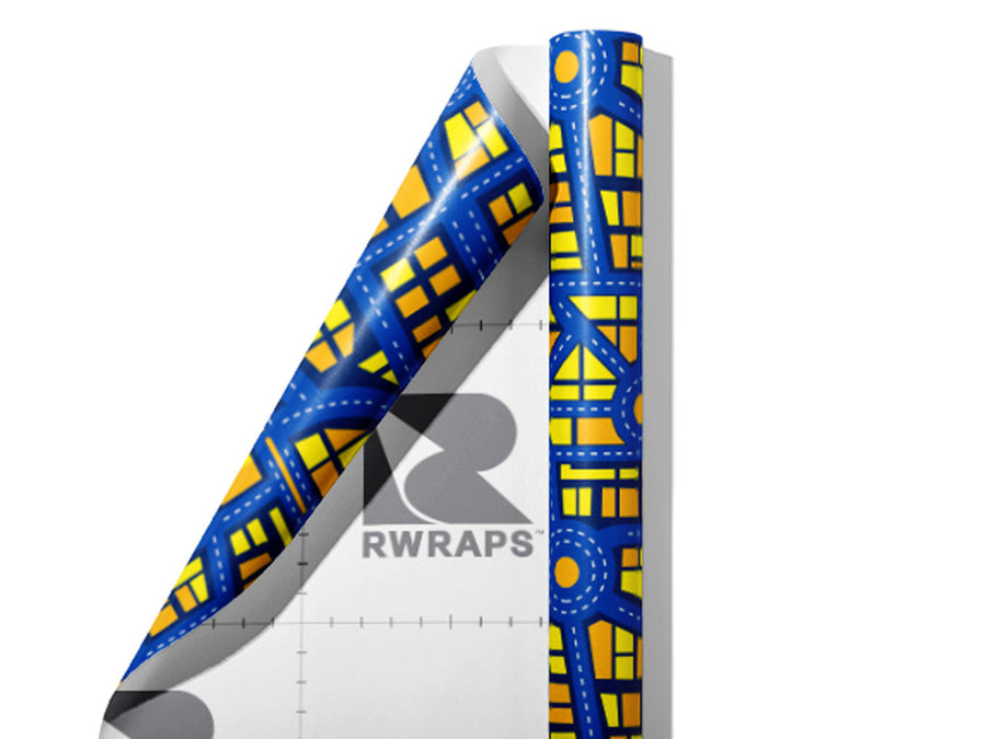 Roundabout Nightmare Cityscape Wrap Film Sheets~Rwraps Series 914 Roundabout Nightmare Cityscape Scrolled Sheet~4