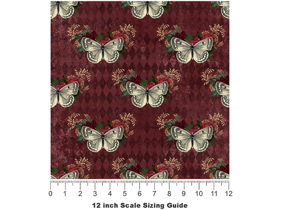 Royal Moths Gothic Vinyl Film Pattern Size 12 inch Scale~Rwraps Royal Moths Gothic Sizing Chart~2