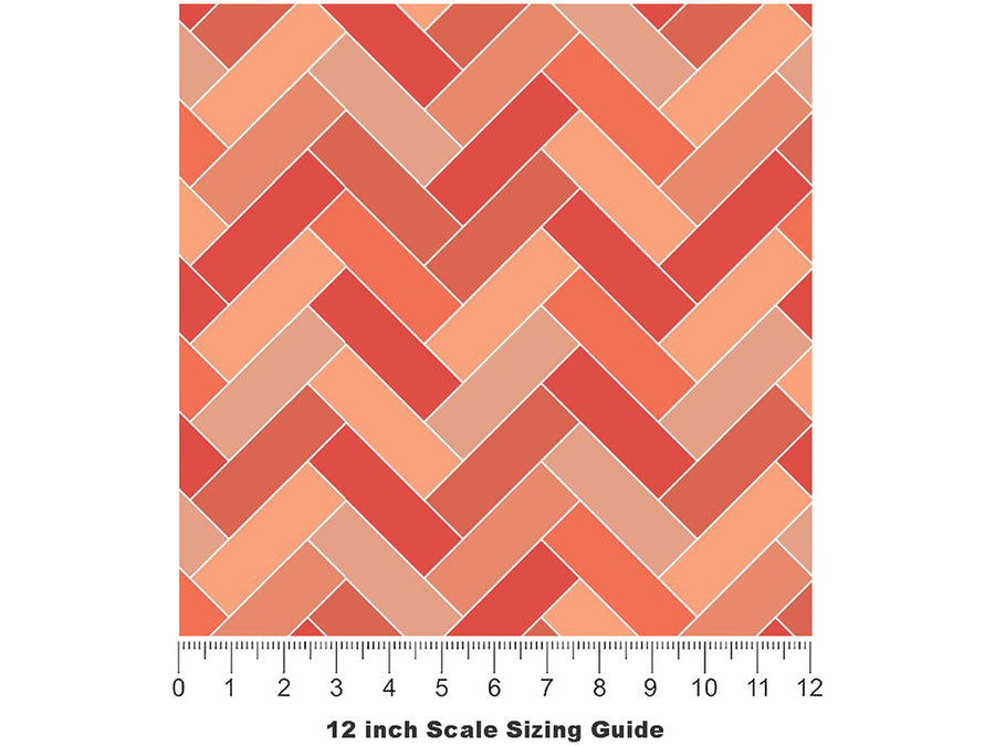 Royal Orange Brick Vinyl Film Pattern Size 12 inch Scale~Rwraps Royal Orange Brick Sizing Chart~3