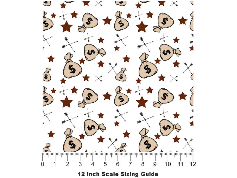 Runaway Loot Cowboy Vinyl Film Pattern Size 12 inch Scale~Rwraps Runaway Loot Cowboy Sizing Chart~2